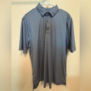 Men's Greg Norman Navy and White Striped Polo Shirt